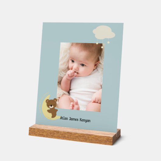 月パーソナライズされたのサインの上の写真 アクリルサイン (傾斜)