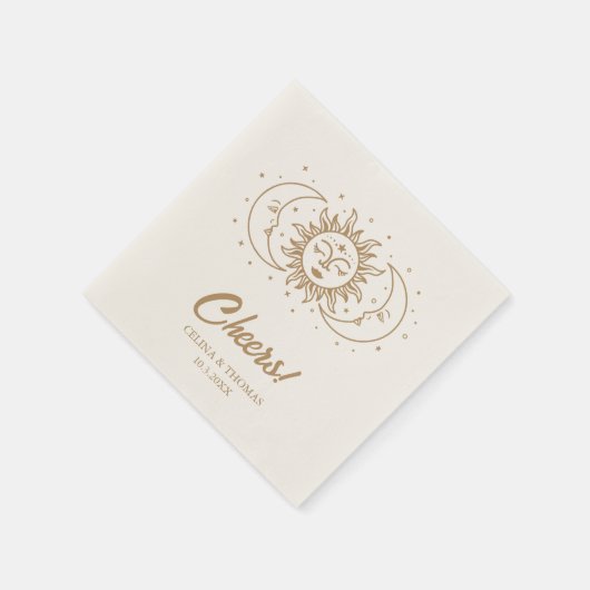 月パーソナライズされた天金ゴールド結婚のナプキン スタンダードカクテルナプキン (角)