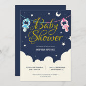月パーソナライズされた星ベビーシャワー招待状 招待状 (正面/裏面)