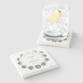 月パーソナライズされた相白宇宙結婚年代 ストーンコースター (横)