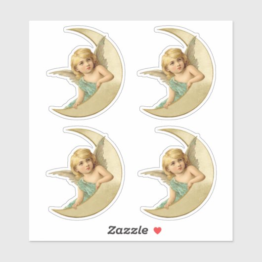 月ビクトリアンに休む素敵な天使を切り取った シール (シート)