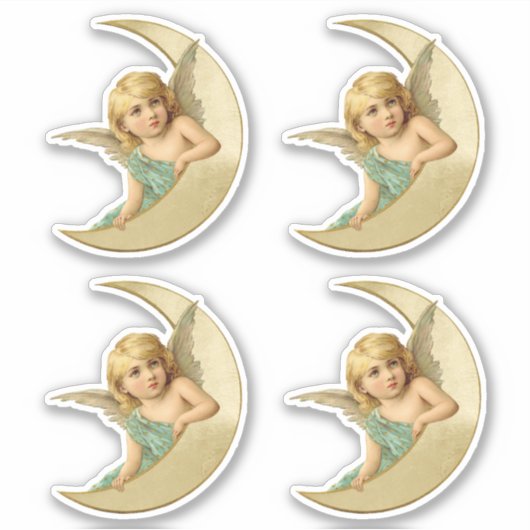 月ビクトリアンに休む素敵な天使を切り取った シール (正面)