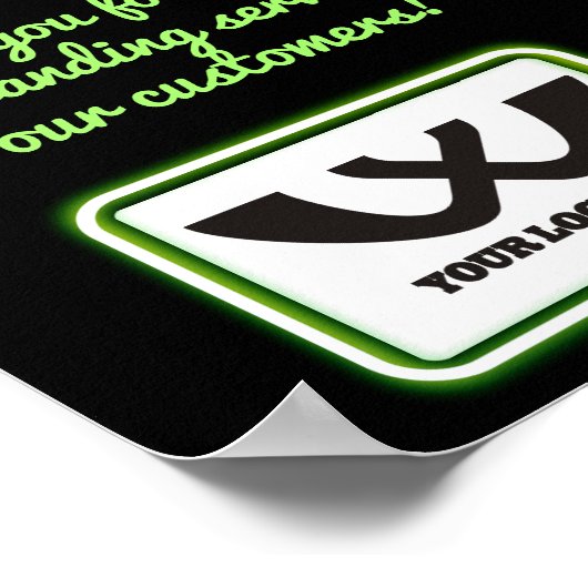 月フェイク表示のネオン写真社員 ポスター (角)