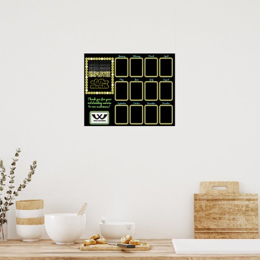 月フェイク表示のネオン写真社員 ポスター (キッチン)