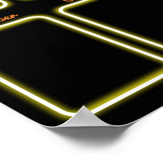 月フェイク表示ポストのネオン写真従業員 ポスター (角)