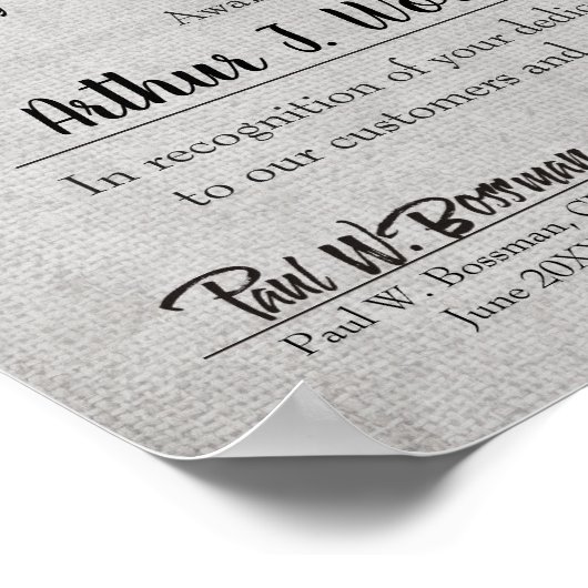 月フェイク証明書のburlapスター従業員 ポスター (角)