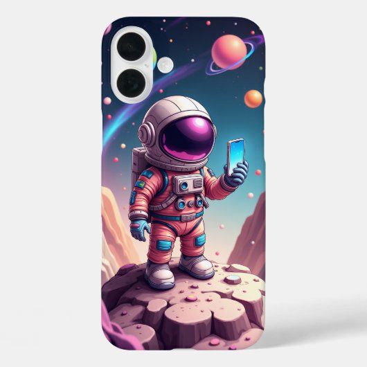 月マンガ宇宙飛行士アート Case-Mate iPhoneケース (裏面)