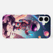 月マンガ宇宙飛行士アート iPhoneケース (裏面横)