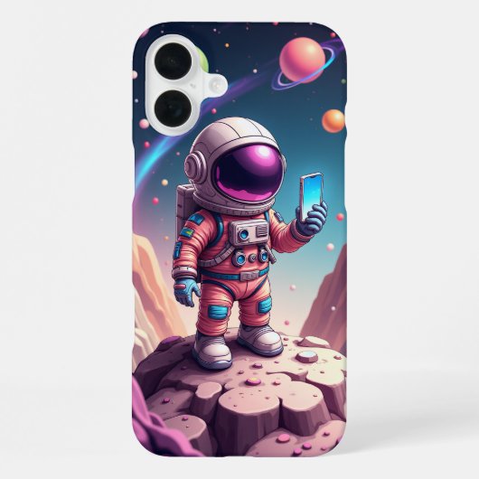 月マンガ宇宙飛行士アート iPhoneケース (裏面)
