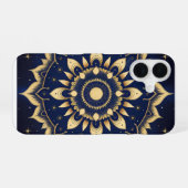 月マンダラケース（ネイビーブルー＆ゴールド）| Celestial Moon Mandala Pho iPhone 16ケース (裏面横)
