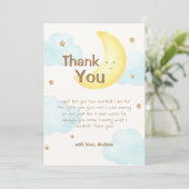 月モダンの赤ちゃんシャワーのミニマリスト サンキューカード (スタンド正面)