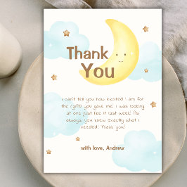 月モダンの赤ちゃんシャワーのミニマリスト サンキューカード