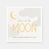 月モダンの赤ん坊のシャワーの上で スタンダードカクテルナプキン (正面)