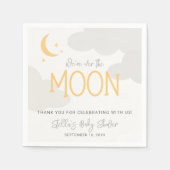 月モダンの赤ん坊のシャワーの上で スタンダードカクテルナプキン (正面)