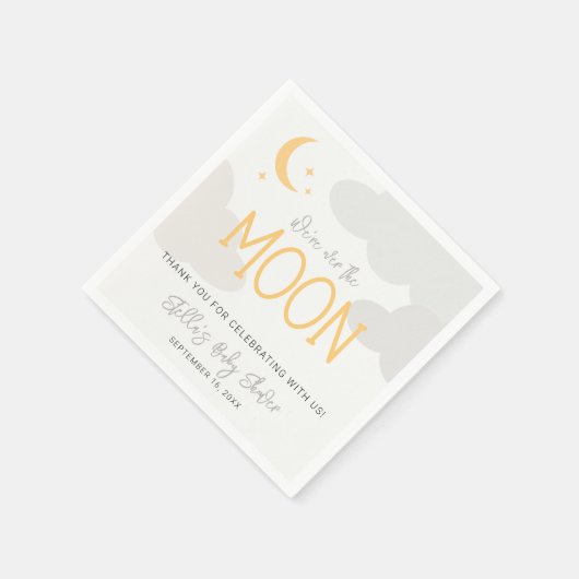 月モダンの赤ん坊のシャワーの上で スタンダードカクテルナプキン (角)