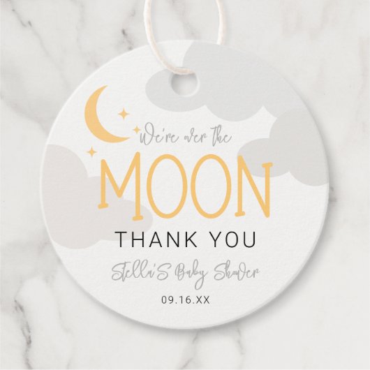 月モダンの赤ん坊のシャワーの上で フェイバータグ (正面)