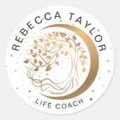 月モダンヨガトレンディーライフコーチの木の生活 ラウンドシール (正面)