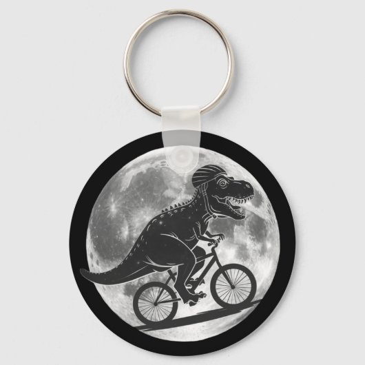 月モダン付き空の自転車に乗った恐竜のTレックス キーホルダー (正面)