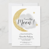 月モダン星の赤ちゃんシャワー上の金ゴールドグリッター 招待状 (正面)
