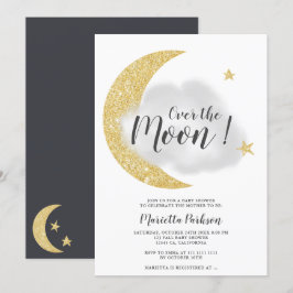 月モダン星の赤ちゃんシャワー上の金ゴールドグリッター 招待状