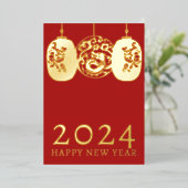 月モダン正月金ゴールドドラゴン 箔シーズンカード (立ち正面)