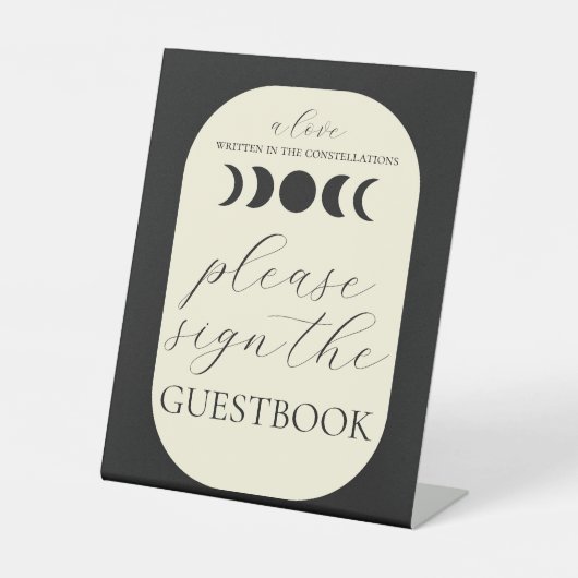 月ルクスブラック&クリームムーンフェイズ結婚のサイン 台座サイン (正面)