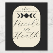 月ルクスブラック&クリームムーンフェイズ結婚ズ ワインラベル (シングルラベル)