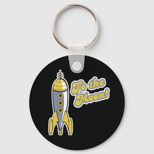 月レトロ宇宙ロケットに キーホルダー (正面)