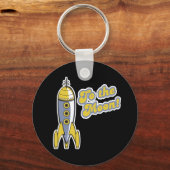 月レトロ宇宙ロケットに キーホルダー (正面)