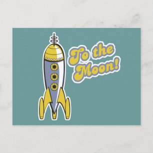 月レトロ宇宙ロケットに ポストカード