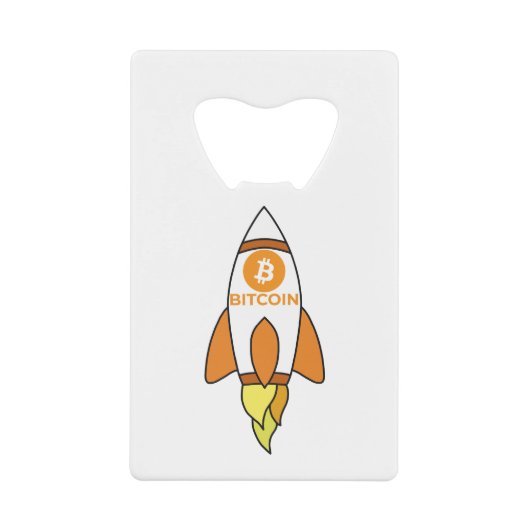 月ロケットへのビットコイン クレジットカード栓抜き (正面)