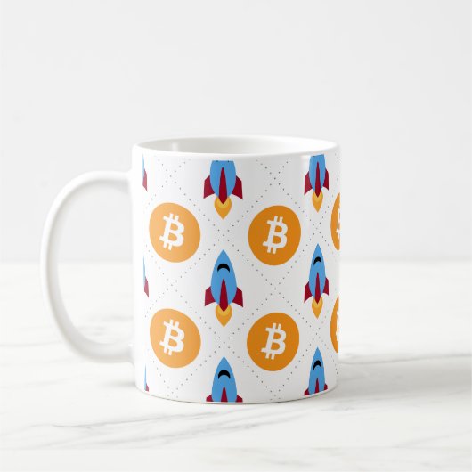 月ロケットコーヒーマグ暗号へのビットコイン コーヒーマグカップ (左)