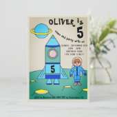 月ロケット宇宙飛行士の子供の誕生日パーティー 招待状 (スタンド正面)