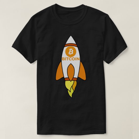 月ロケットBitcoinに Tシャツ (デザイン正面)