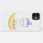 月上に座るかわいい白い子猫 iPhone / iPad ケース Case-Mate iPhoneケース (裏面(横))