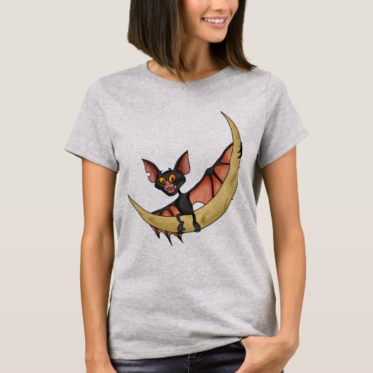 月上のコウモリTシャツ Tシャツ (正面)