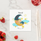 月上のダークブルーの帽子の赤ちゃん スタンダードカクテルナプキン (インサイチュ)