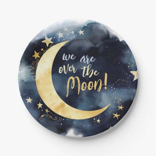月上天の赤ちゃんシャワースターズ宇宙 ペーパープレート (正面)