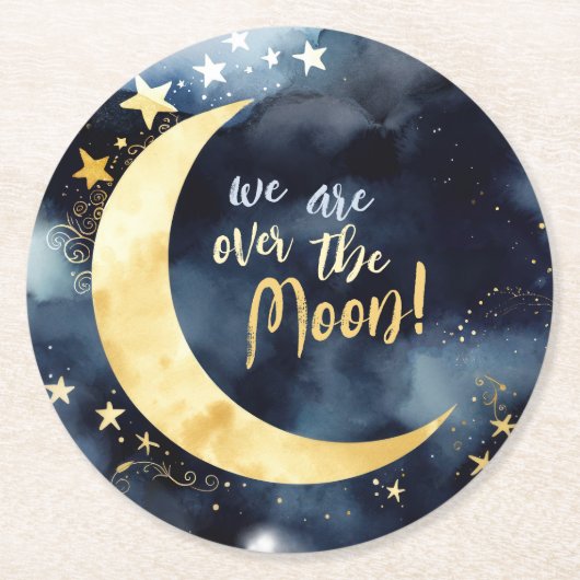 月上天の赤ちゃんシャワースターズ宇宙 ラウンドペーパーコースター (正面)