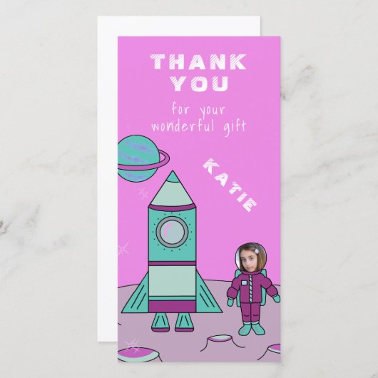 月上宇宙飛行士ありがとう顔 サンキューカード (正面/裏面)