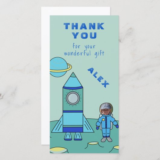 月上宇宙飛行士ありがとう顔 サンキューカード (正面/裏面)