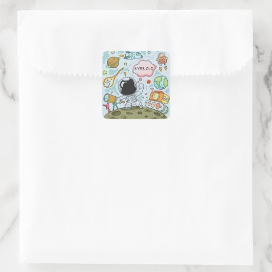 月上宇宙飛行士と宇宙船と小惑星 スクエアシール (バッグ)