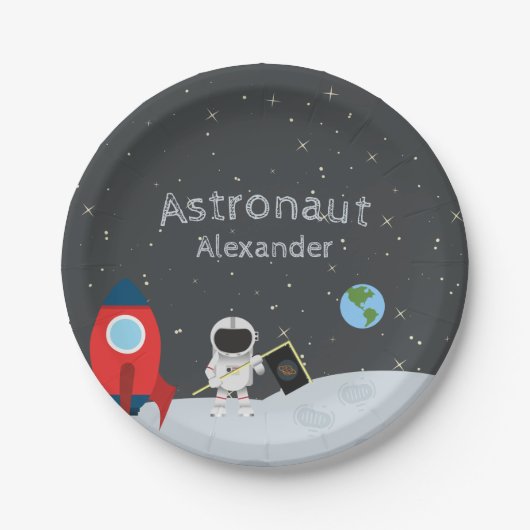 月上宇宙飛行士ファーストネーム宇宙 ペーパープレート (正面)