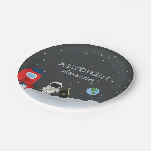 月上宇宙飛行士ファーストネーム宇宙 ペーパープレート (アングル)
