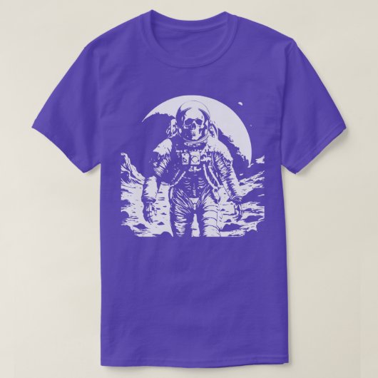 月上宇宙飛行士歩く Tシャツ (デザイン正面)