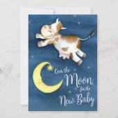 月上牛ジャンプ赤ちゃんシャワー 招待状 (正面)