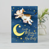 月上牛ジャンプ赤ちゃんシャワー 箔招待状 (立ち正面)