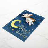 月上牛ジャンプ赤ちゃんシャワー 箔招待状 (回転した状態)