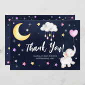 月上象のベビーシャワーサンキューカード サンキューカード (正面/裏面)