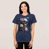 月下のバラのドクロ トライブレンドTシャツ (正面全面)